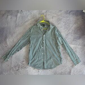 Green / Navy blue plaid dress shirt